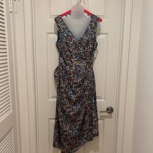Joie Wrap Dress in Blue and Tan.  Brand New